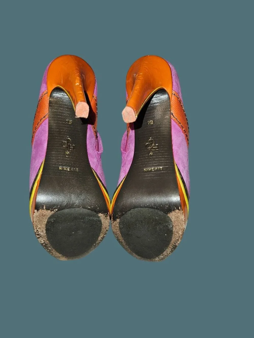 Cole Haan x NikeAir Kiltie Platform Stiletto Bootie Suede/Leather Women 7B - Picture 9 of 13